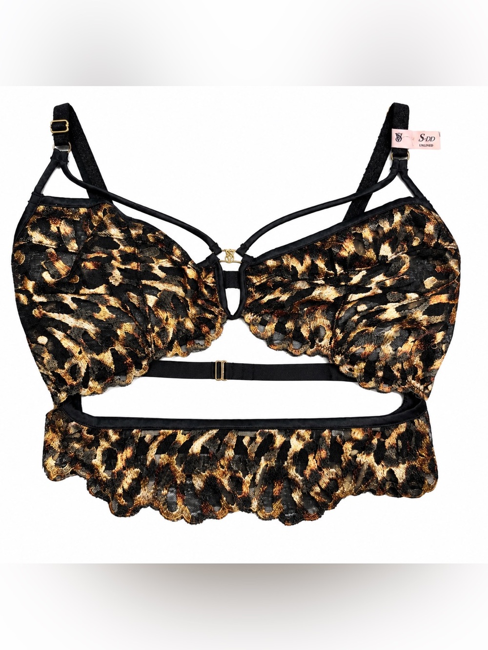 Victoria's Secret Leopard Lace Balconette Bra - Black & Gold